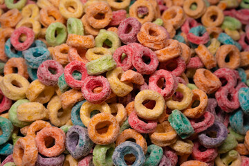 
piled colorful cereal