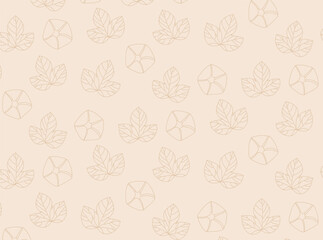 Seamless stencil floral pattern. Beige flowers and leaves outlines surface design for decoration and clothing.