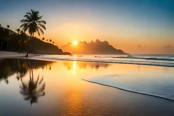 Foto auf Glas sunset on the beach © Torrendo