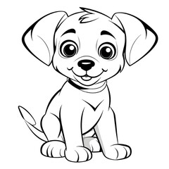Fototapeta na wymiar Coloring page outline of cartoon smiling cute little dog transparent background