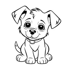 Obraz na płótnie Canvas Coloring page outline of cartoon smiling cute little dog transparent background