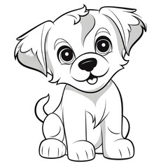 Fototapeta premium Coloring page outline of cartoon smiling cute little dog transparent background