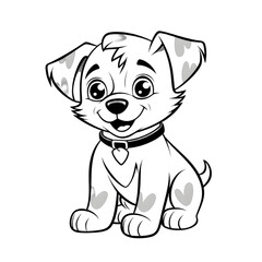 Fototapeta premium Coloring page outline of cartoon smiling cute little dog transparent background