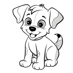 Fototapeta premium Coloring page outline of cartoon smiling cute little dog transparent background