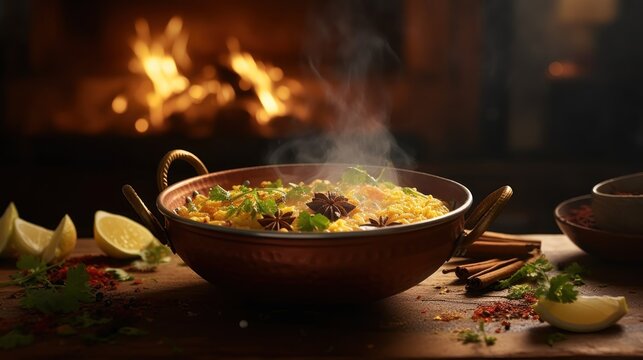 cooking in a pot Ai generative HD 8K wallpaper Stock Photographic Image