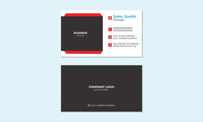 Fototapeta na wymiar Black modern creative business card and name card horizontal simple clean template vector design
