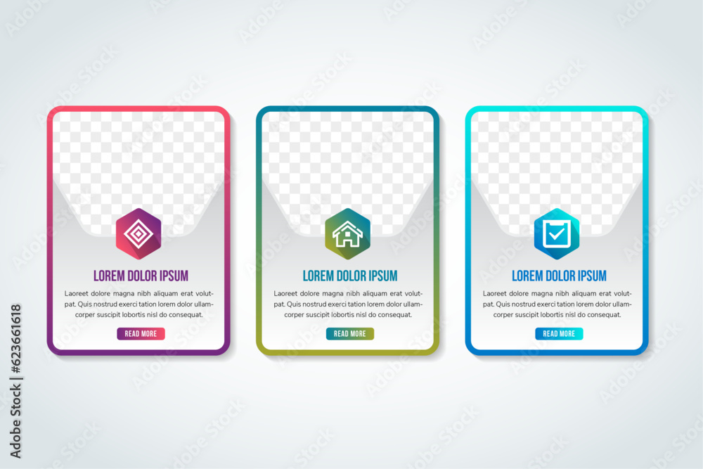 Poster vector infographic company milestones timeline template with big rectangle photo placeholders and sh