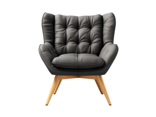 stylish chair with black top and light wooden legs isolated on transparent background Generative AI - PNG File