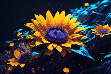 Sunflower floral night background