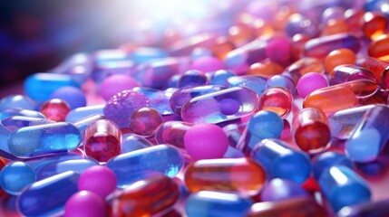 Vitamin capsules. Cod liver oil omega 3 gel capsules. Vitamins, dietary supplements, drugs, Pharmacy, medicine and health concept. capsule pharmacy pill drug concept, Generative AI illustration