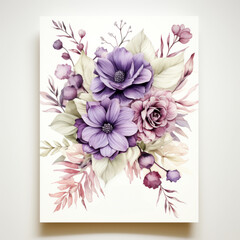 Floral wedding card Watercolor painting. illustration.