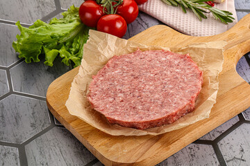 Raw beef uncooked burger cutlet