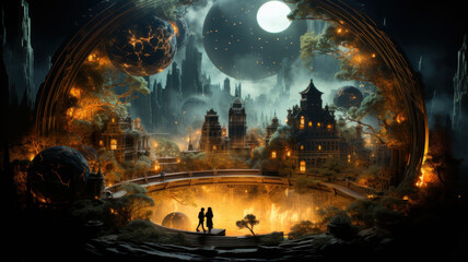 Obraz premium mountains under the light of stars