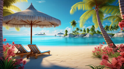 pristine beach with palm trees