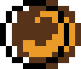 Cookie icon cartoon in pixel style.