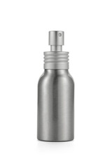 Cosmetic metal cream dispenser. Full depth of field. With clipping path