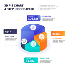 3D Pie Chart 4 Step Infographic