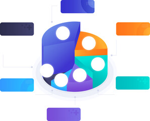 3D Pie Chart 6 Step Infographic