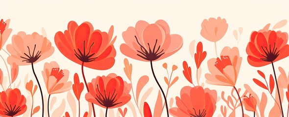 red flowers and foliage colorful pattern spring summer background