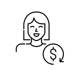 Happy customer participating in loyalty rewards program. Smiling girl avatar. Pixel perfect, editable stroke icon