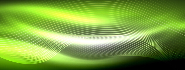 Glowing neon wave abstract background - vibrant, luminescent waves pulsate in a captivating and electrifying display