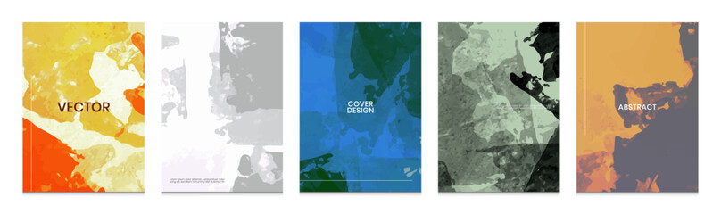 Abstract grunge vintage cover background design collection. Presentation report banner, magazine, social media, creative album art poster layout template. © Hero Design