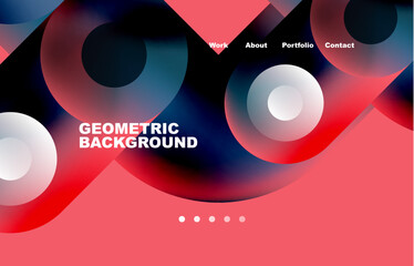 Website landing page abstract geometric background. Circles and round shapes. Web page for website or mobile app wallpaper