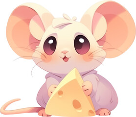 A mouse with a piece of cheese and a piece of cheese.