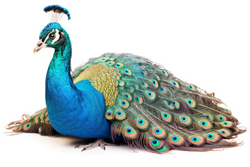 Obraz premium Peacock bird on white background