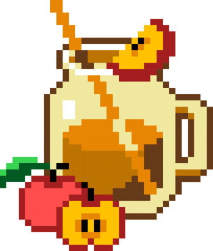 apple juice cartoon icon in pixel style