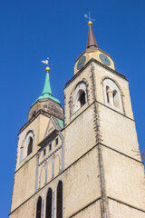 Fototapeta na wymiar Towers of the historic St. John church in Magdeburg, Germany