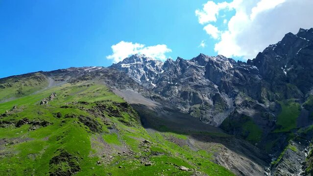 mountains rocks, stepantsminda kazbegi, view from flying drone - stock video georgia
