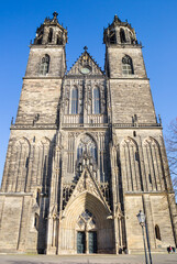 Front of the historic Dom church in Magdeburg, Germany