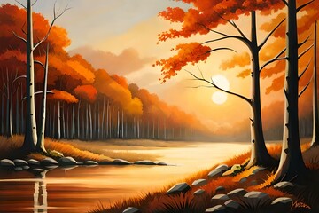 autumn landscape with trees Generated with AI