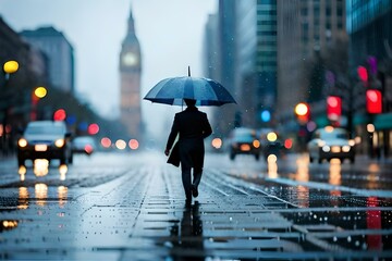 people walking in the rain - Powered by Adobe
