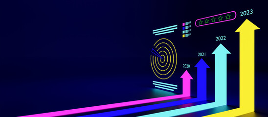 Business growth concept, show marketing graph analyzing stock market changes with achieve the target marketing