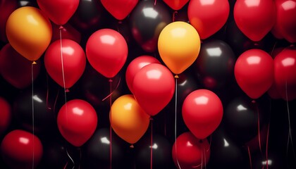 Black Friday Sale banner, poster or flyer design with black and red helium balloons. Black Friday Sale Poster with Black Balloons.glossy red and black balloons on dark background