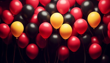 Black Friday Sale banner, poster or flyer design with black and red helium balloons. Black Friday Sale Poster with Black Balloons.glossy red and black balloons on dark background