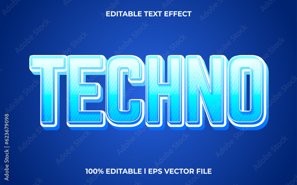 Poster techno 3d editable text effect, template with 3d style use for logo and business brand