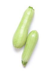 Fresh green zucchini on white background