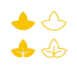 Tree leaf icons set. Stylized leaf. Abstract image of a plant. Natural decorative element.