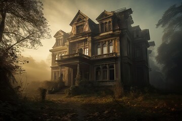 A dilapidated abandoned mansion