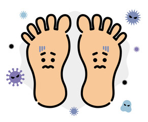 雑菌だらけの足　顔付き（両足）