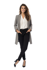 Businesswoman woman in formal clothes isolated on transparent background (PNG)