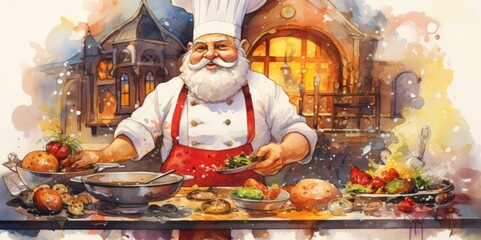 Artistic Watercolor Chef: A Feast for the Eyes, generative ai