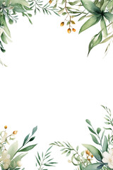 Rustic invitation cards with herbal twig branches wreath and corners border frames.