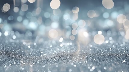 abstract background of glitter vintage lights . silver and white generative AI