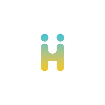 Letter H Two People Logo Design. H Logo Vector