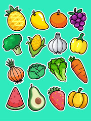fruits and vegetables stickers