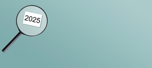 2025 text pops up from the magnifying glass icon